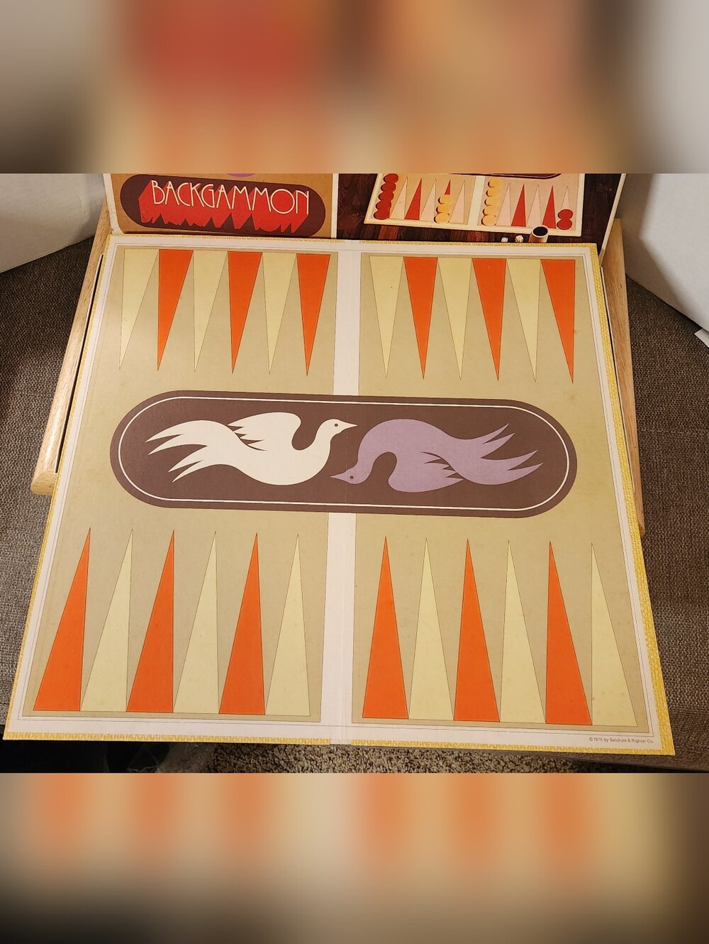 Vintage 1975 Selchow & Righter Backgammon Board Game Complete Set Wood Pieces - Picture 4 of 6